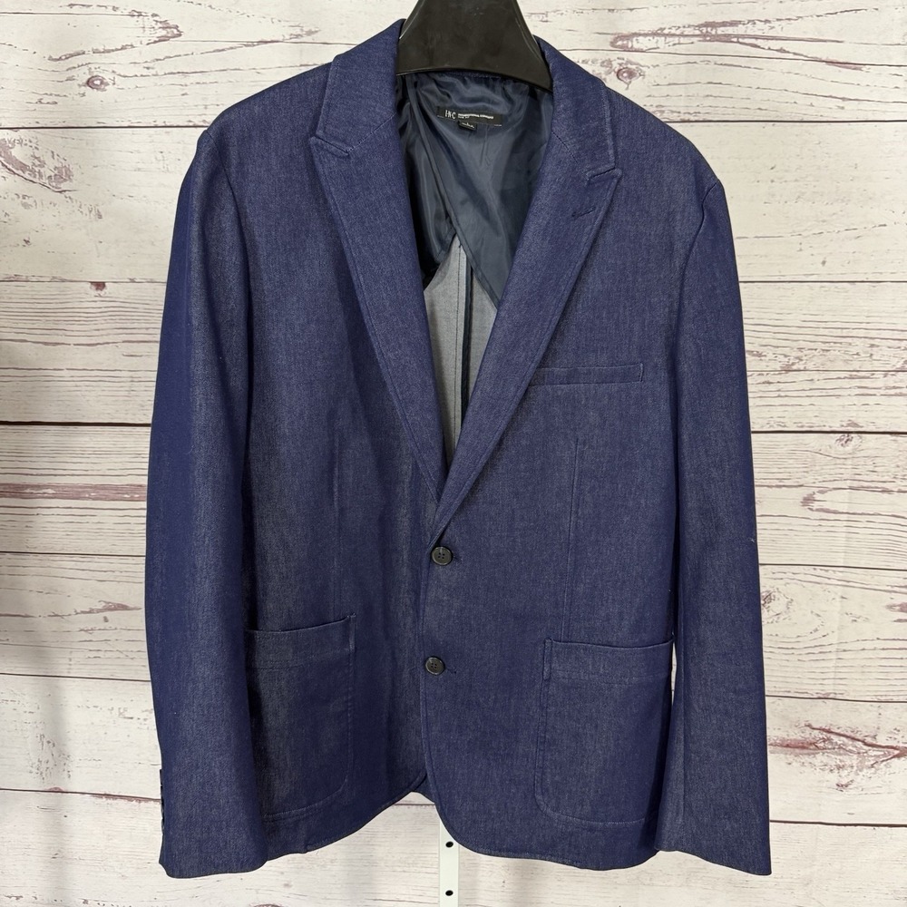 INC International Concepts Blazer Womens L Blue Slim Fit‎ Tailored Lightweight